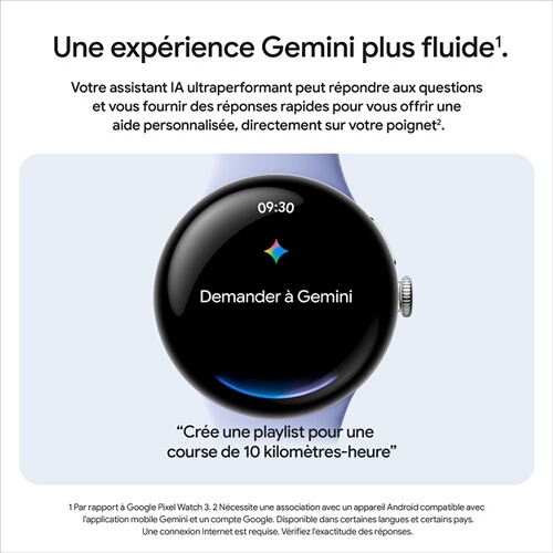 Montre connectée Google Pixel Watch 4 45 mm Bluetooth Argent Poli avec bracelet sport fluoroélastomère Porcelaine