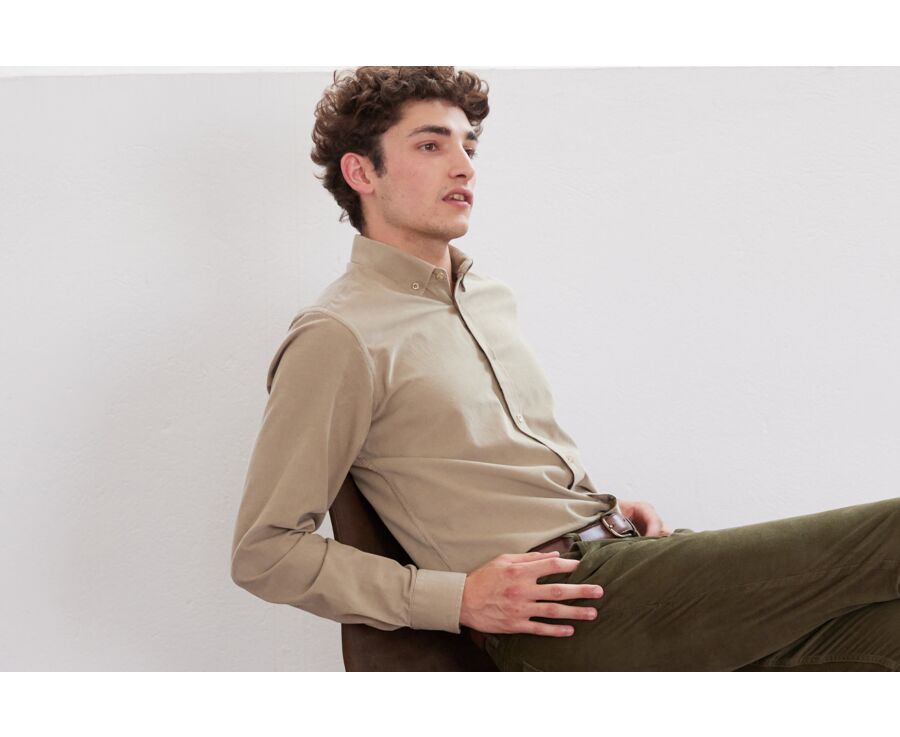 Chemise en velours Taupe Clair - WAYNE