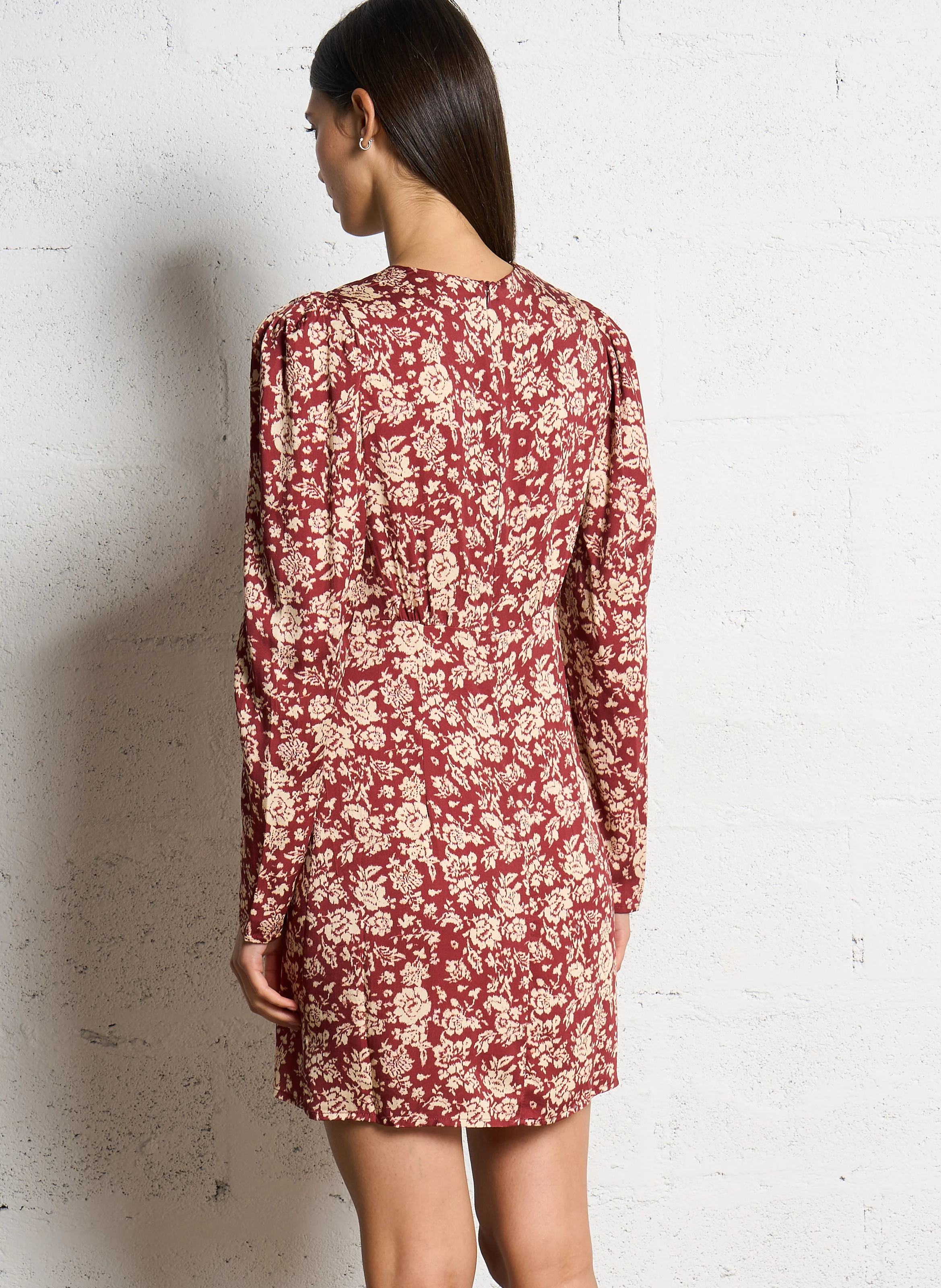 Robe courte imprimé à fleurs | Rouge