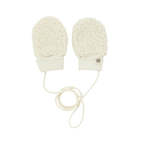 Baby Teddy Set: Schal, Mütze, Fäustlinge Off White