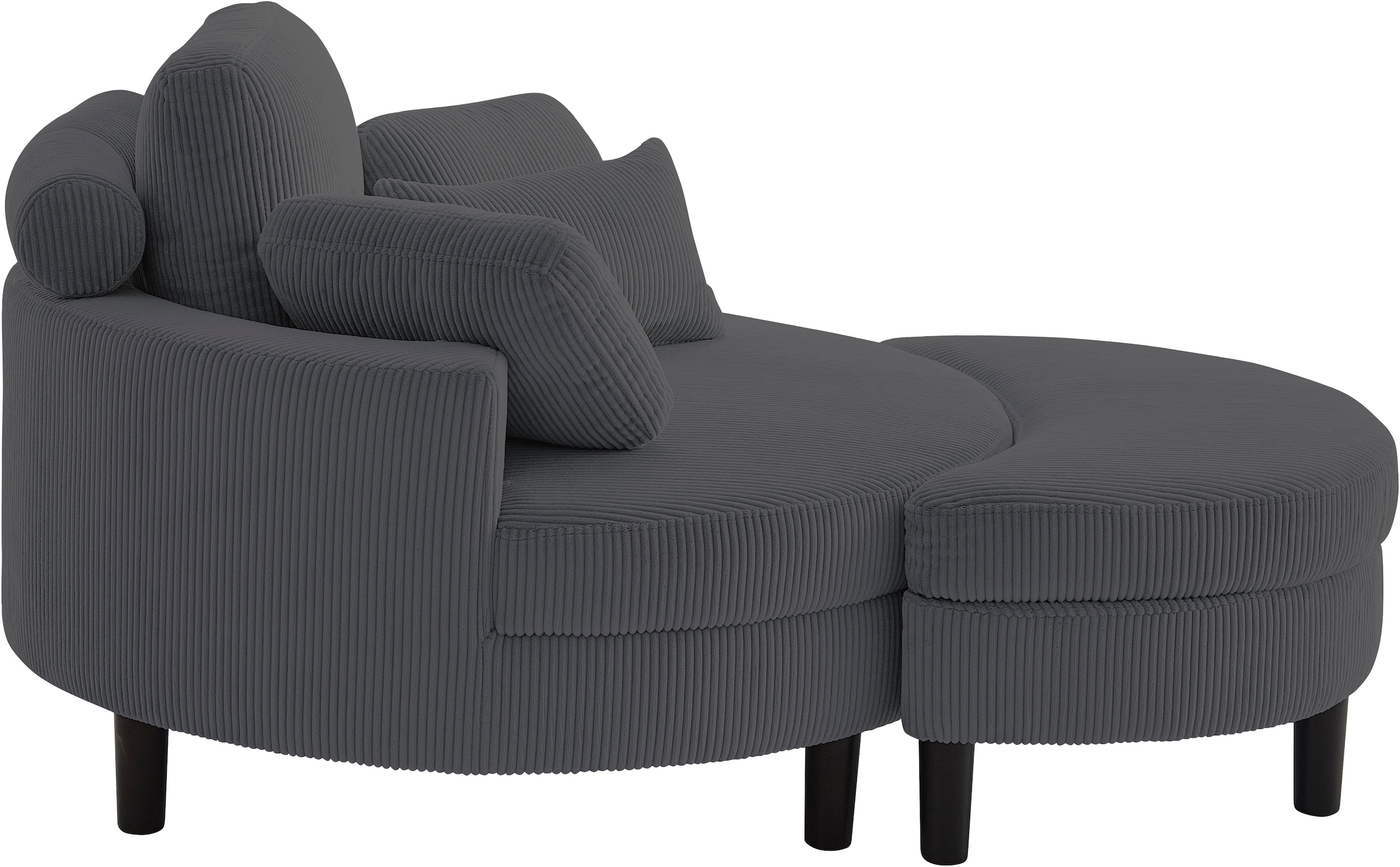 ATLANTIC home collection Loveseat »Ravi, B: 114 cm« XXL- Sessel, mit Stauraumhocker, Rückenstütze & 4 Zierkissen