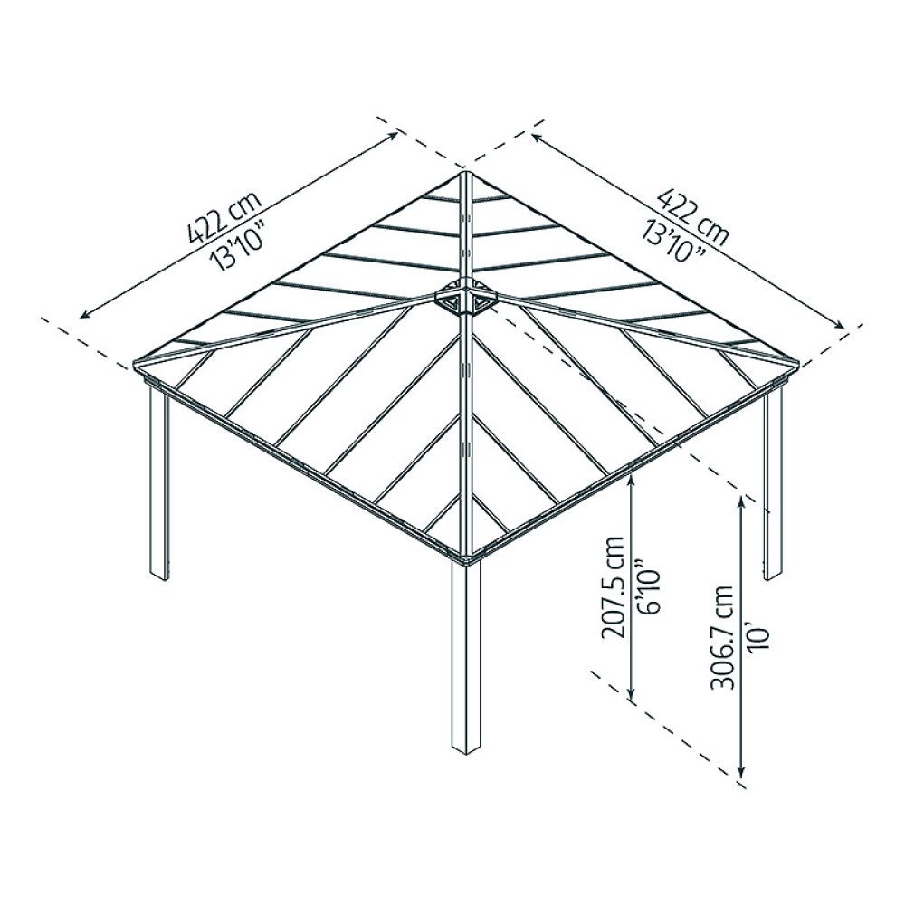 PAVILJONG CANOPIA DALLAS HARDTOP 4,2X4,2M GRÅ