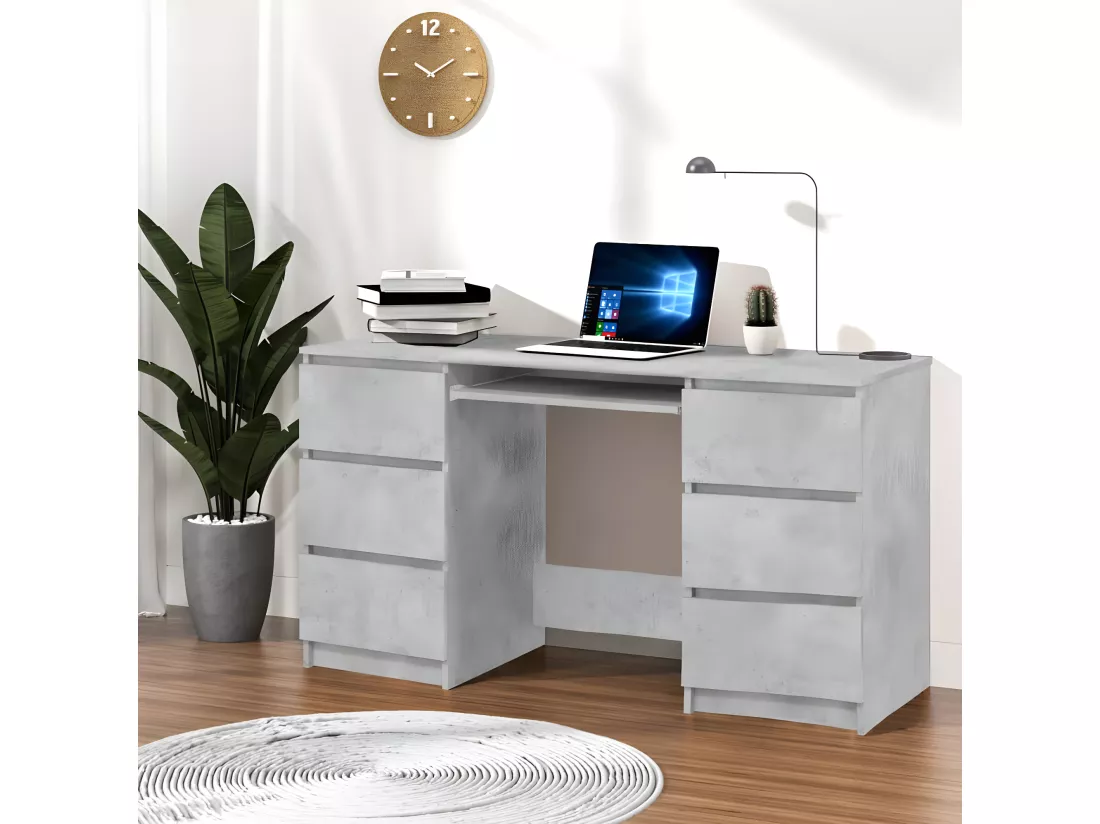 Bureau Gris béton 140x50x77 cm Aggloméré