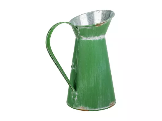 Cruche en métal vert 22xb15.5x22/23/25.5h