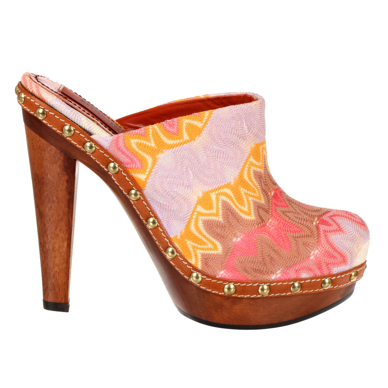 Missoni Sabots en Bois et toile rose - Talon 12 cm