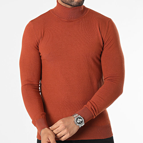 Pull Col Roulé Marron
