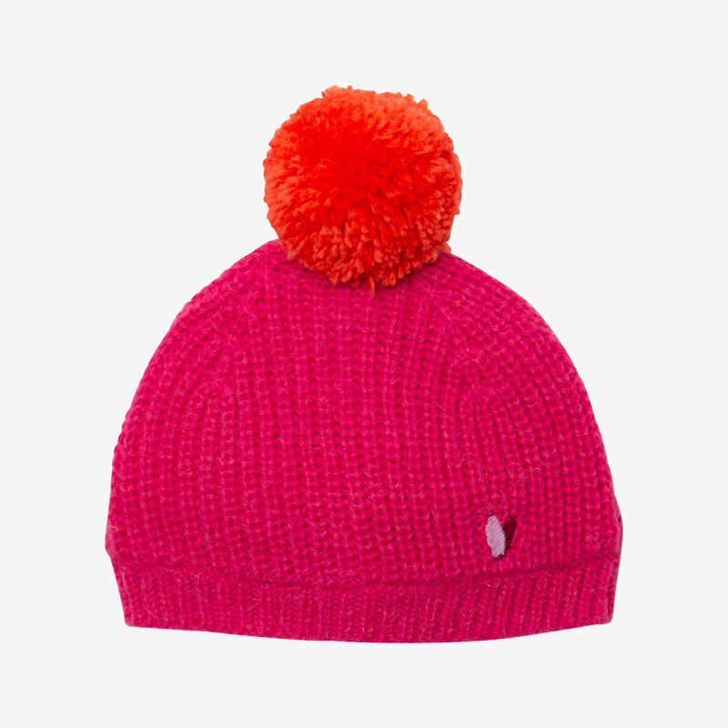 Bonnet bébé fille rose pompon rouge bébé fille Catimini Rose