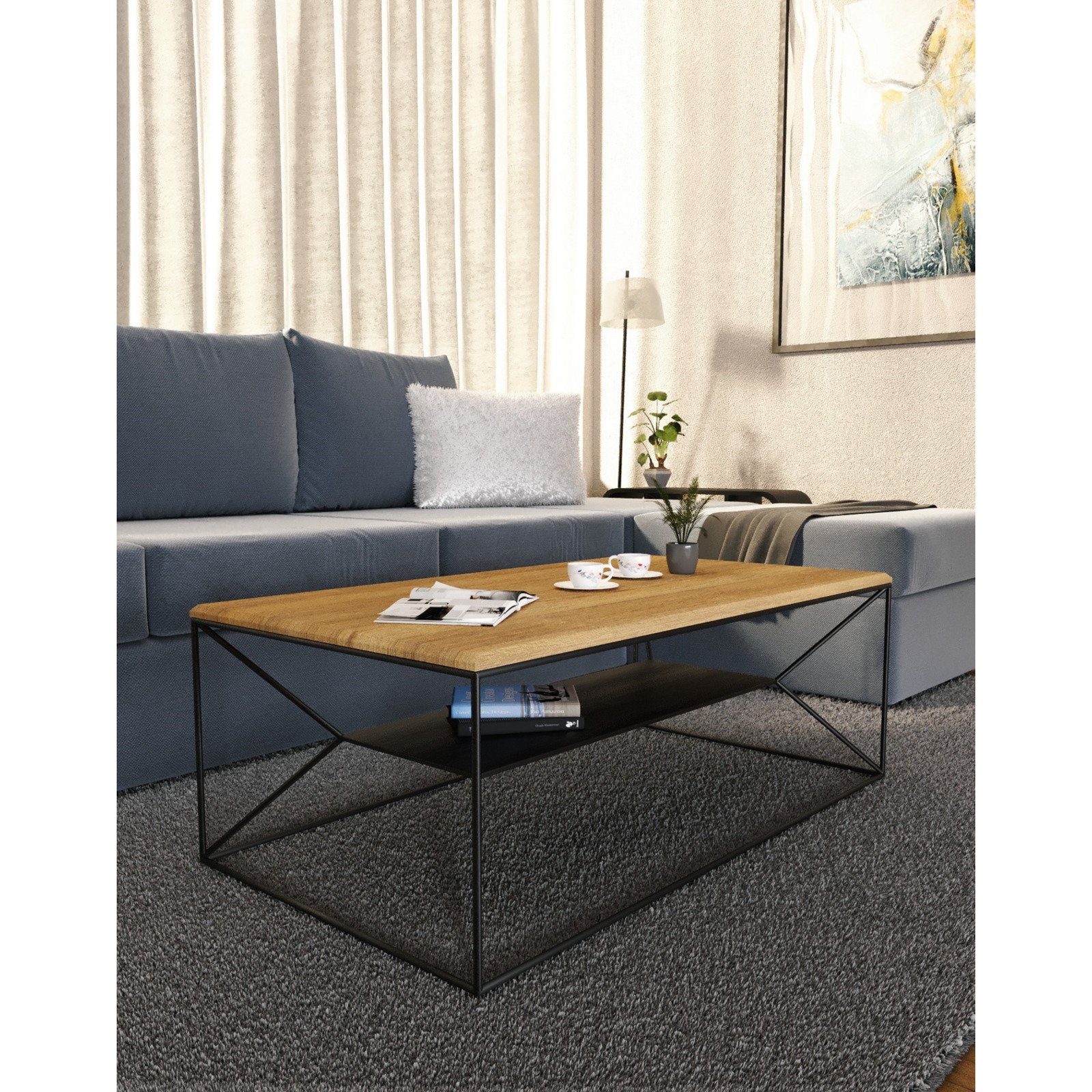 Salontisch Wilna Wildeiche massiv geölt 110 x 40 x 60 cm