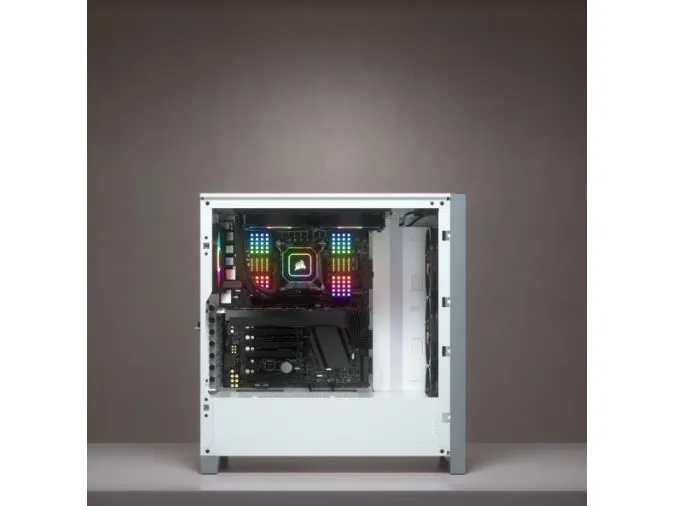 Corsair iCUE 4000X RGB – Miditower - ATX - ingen strømforsyning - Hvid - USB/Lyd