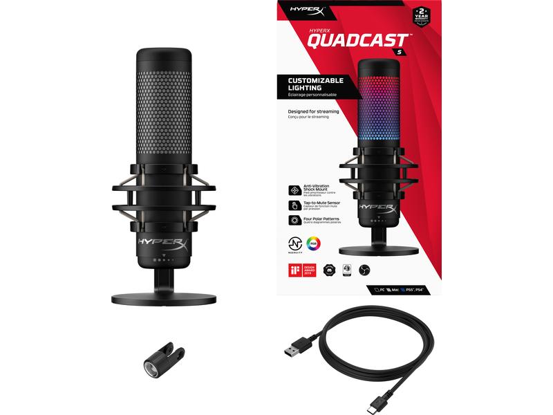 HyperX Mikrofon QuadCast S Gamin-Mikrofon mit LED Anzeige
