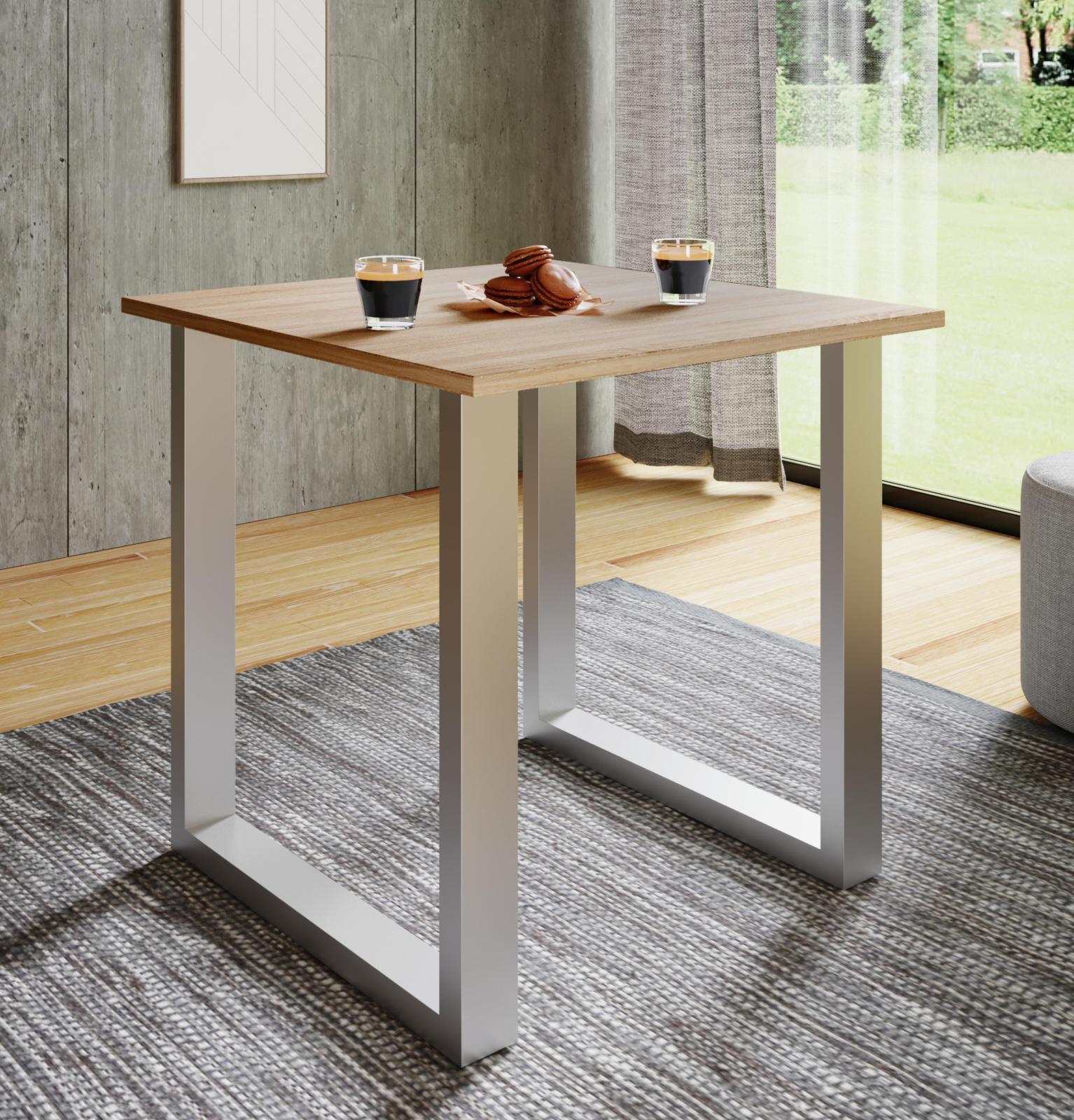 Esstisch XONA - Sonoma Eiche - silber - U-Fußgestell - 80x50 cm