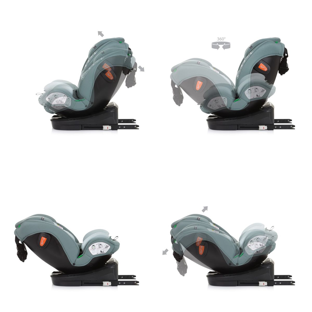 Chipolino Kindersitz Volare i-Size (40-150cm) Isofix, drehbar, SPS, Top Tether grün