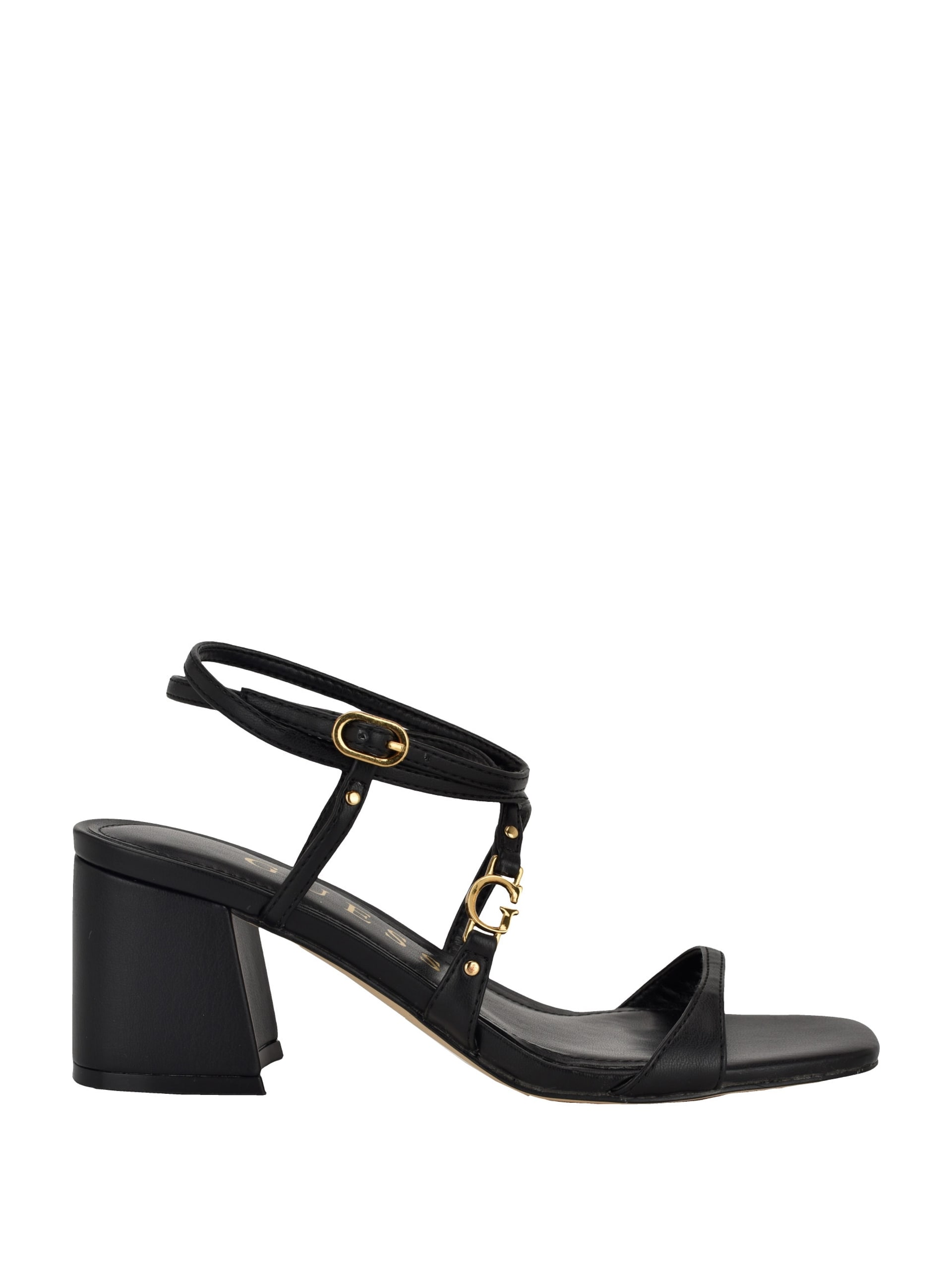 Galeon Sapatos de Salto Bloco Metálicos com Tiras
