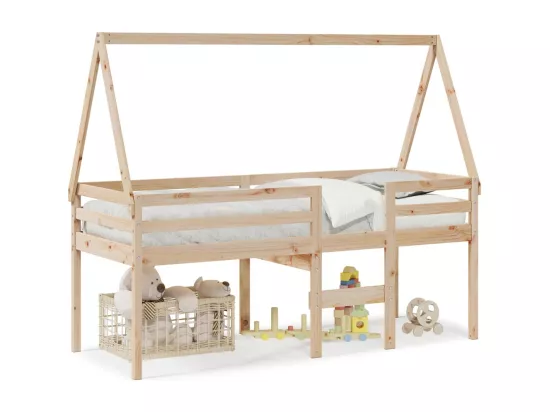 Lit haut sans matelas 90x190 cm bois de pin massif
