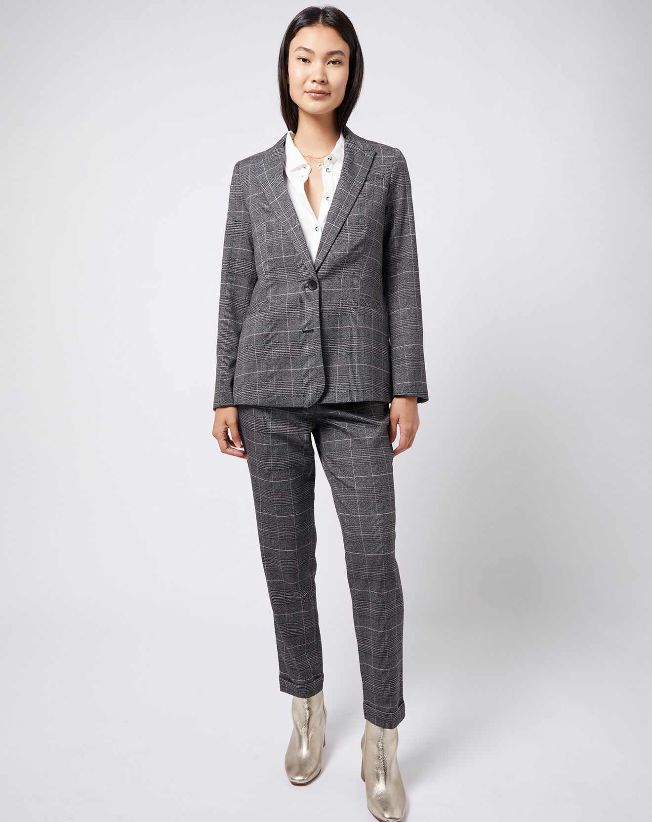 Esprit Veste blazer prince de galles lurex grise