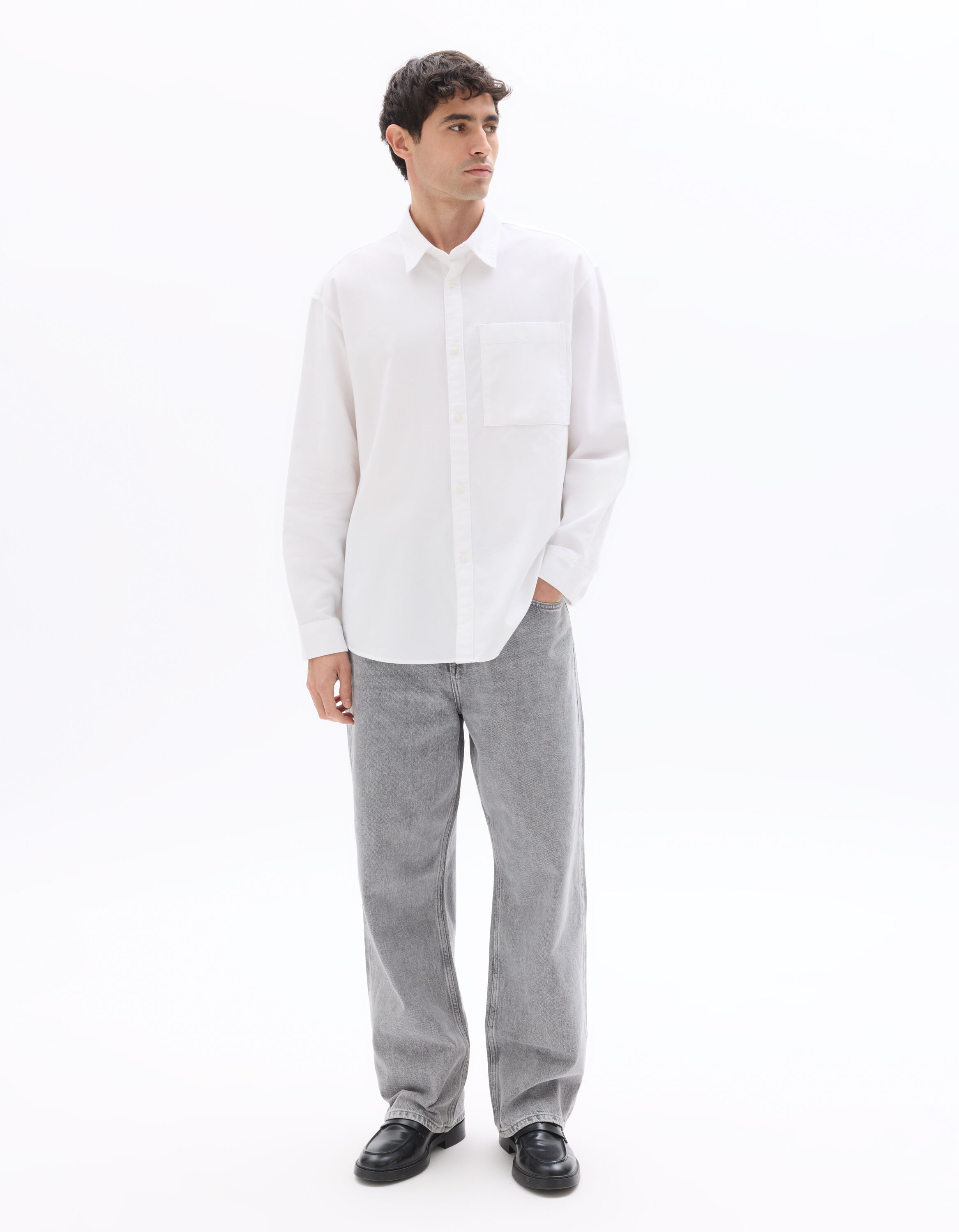 Chemise oversize 100% coton oxford - blanc