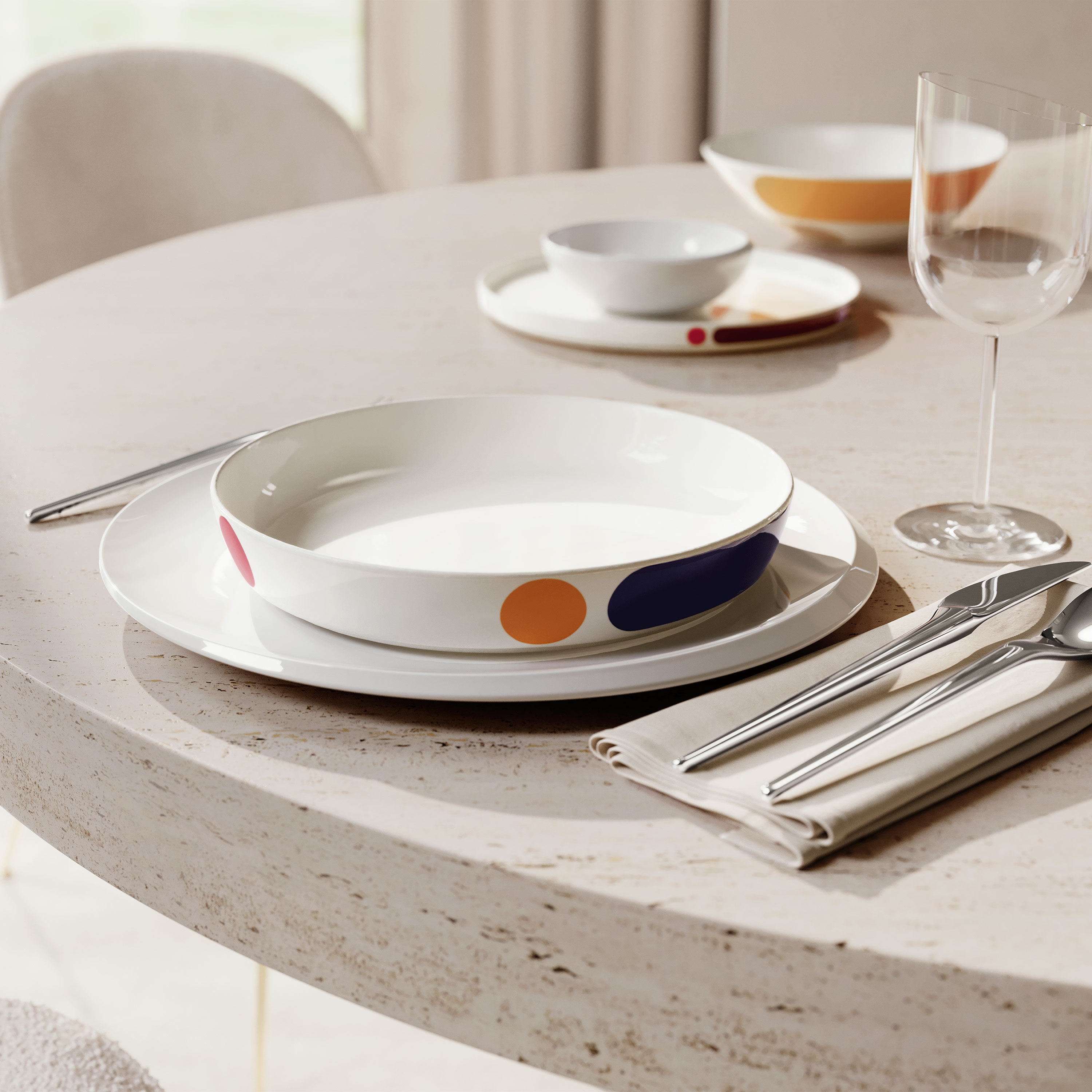 La Boule Dinnerware set Multi-colored, Premium Porcelain