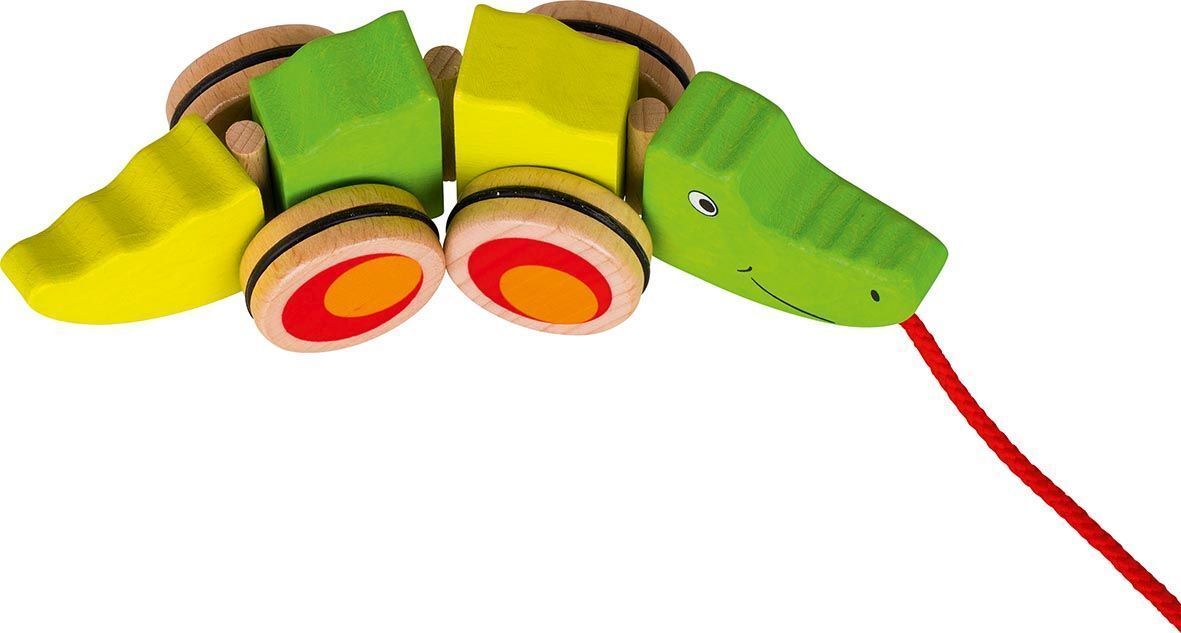Nachziehtier KROKODIL aus Holz in bunt