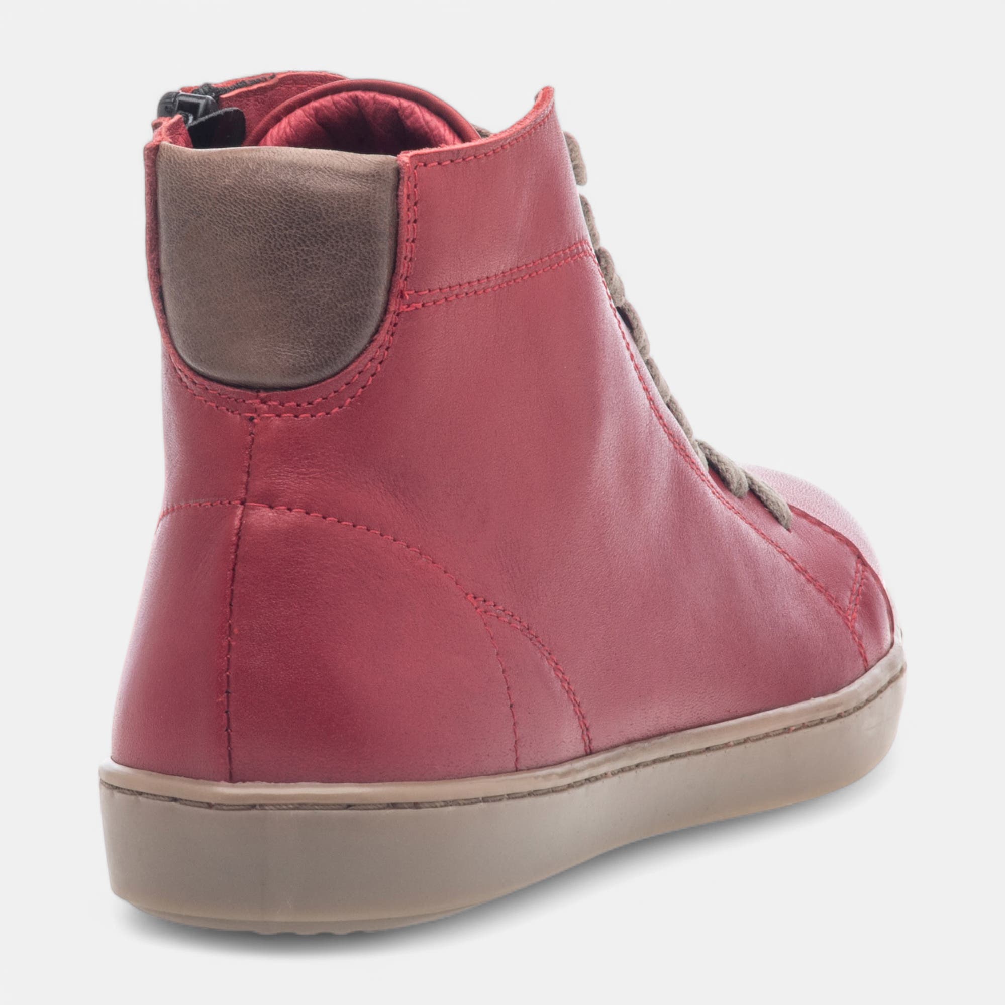 Bottines à lacets Femme en cuir rouge