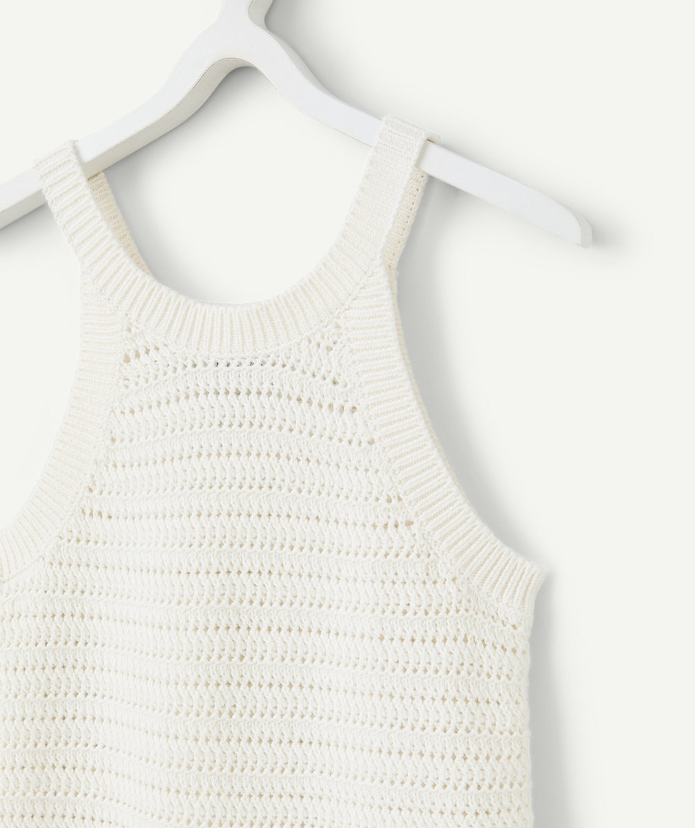 robe sans manches fille en crochet écru