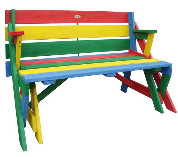 Habau Kinder Picknickbank bunt, 100 x 50 x 62