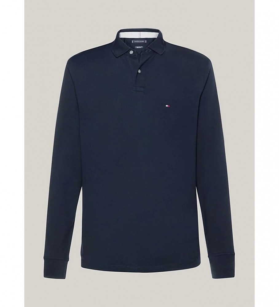 Camisa polo Tommy Hilfiger da coleção 1985, manga comprida, azul marinho.