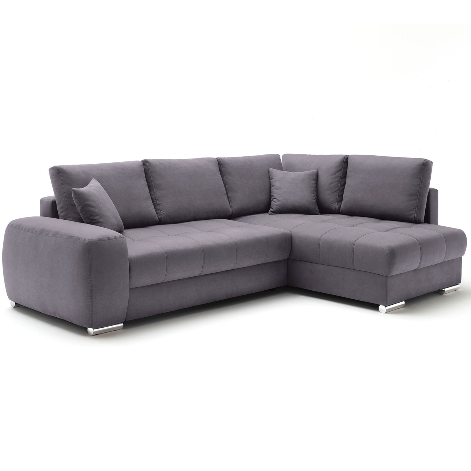 Ecksofa - grau - Boxspringfederung - Dauerschläfer - Chromfüße