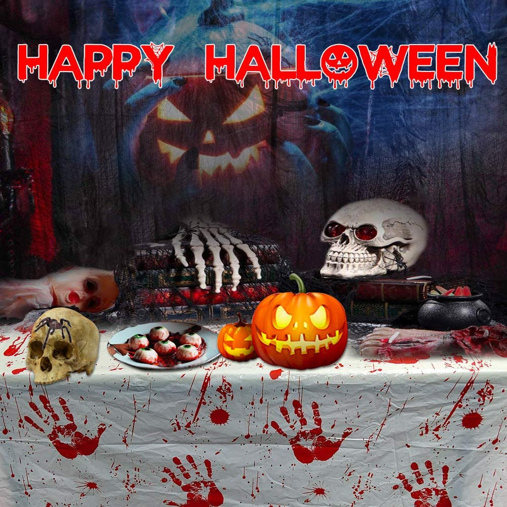 (170-tlg. Set) Einweg Geschirr Halloween Party Tisch Deko   Girlande - Blutige Hände