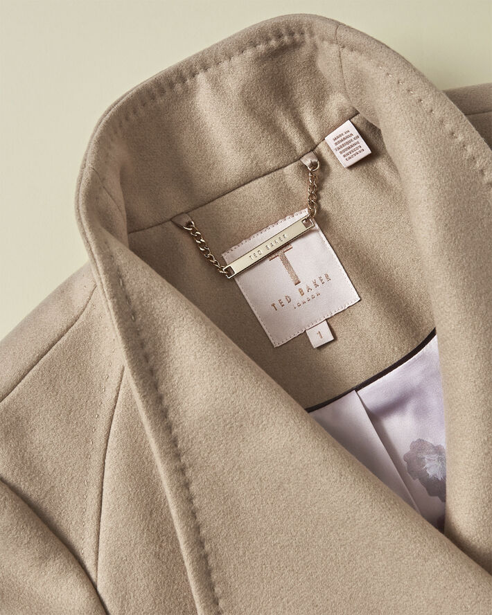 Ted Baker ROSE Midi Wool Wrap Coat With Shoul Camel