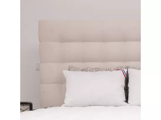 Tête de lit capitonnée DROW en tissu haute qualité couleur beige - longueur 122 x largeur 160 cm