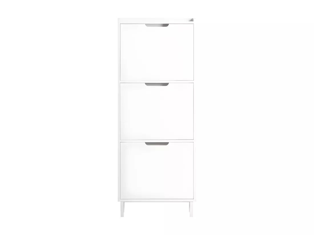 SoBuy Meuble de Rangement à Chaussures avec 3 Abattants Armoire à Chaussures Commode à Chaussures Meuble d'Entrée Rangement – Blanc, 50x19x129 cm, FSR151-H-W