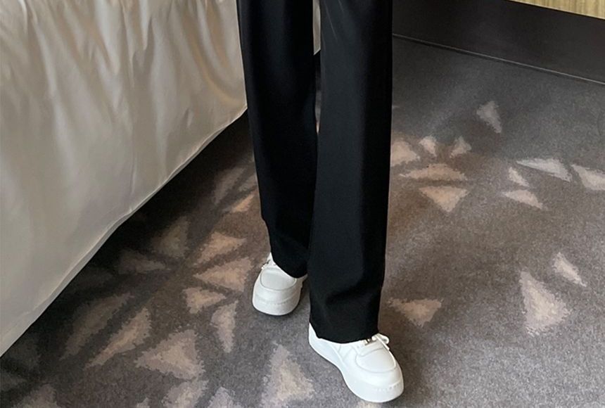 PERKARP - Hoge taille, effen, rechte broek