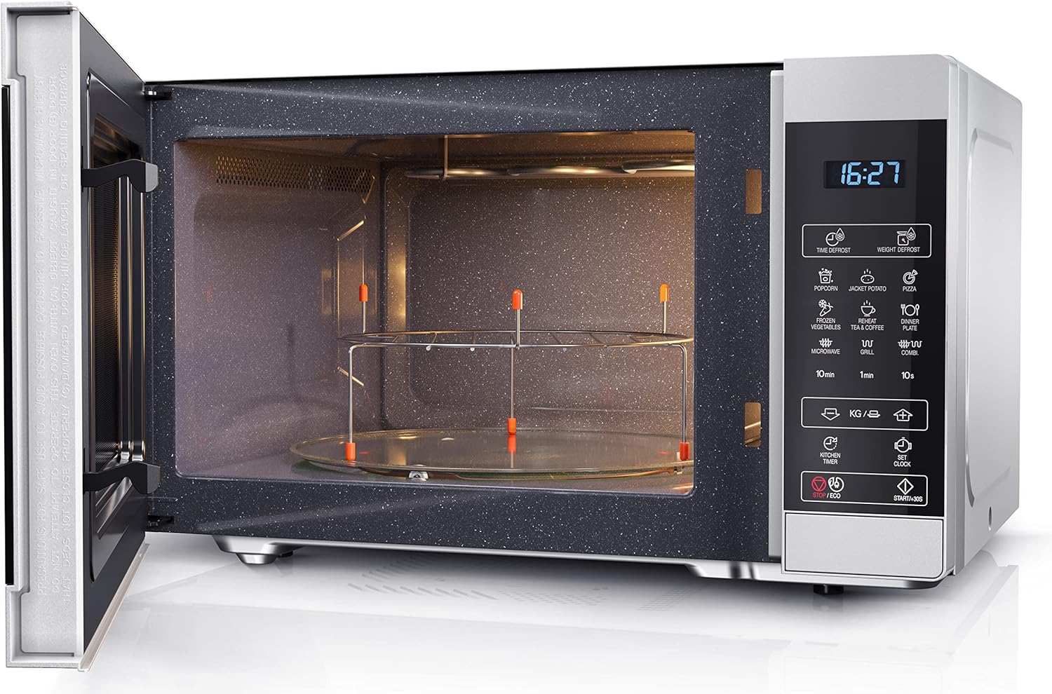 SHARP YC-MG81EW Mikrowelle mit Grill 28 Liter, digitale Steuerung, Mikrowelle: 900 W, Grill: 1100 W, 11 Leistungsstufen, Drehteller, Kindersicherung, ECO-Funktion, Weiß