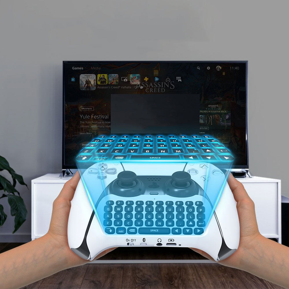 Bluetooth Game Controller Tastatur mit 3.5mm Klinke   USB-C Anschluss für Sony PlayStation PS5 - Weiss