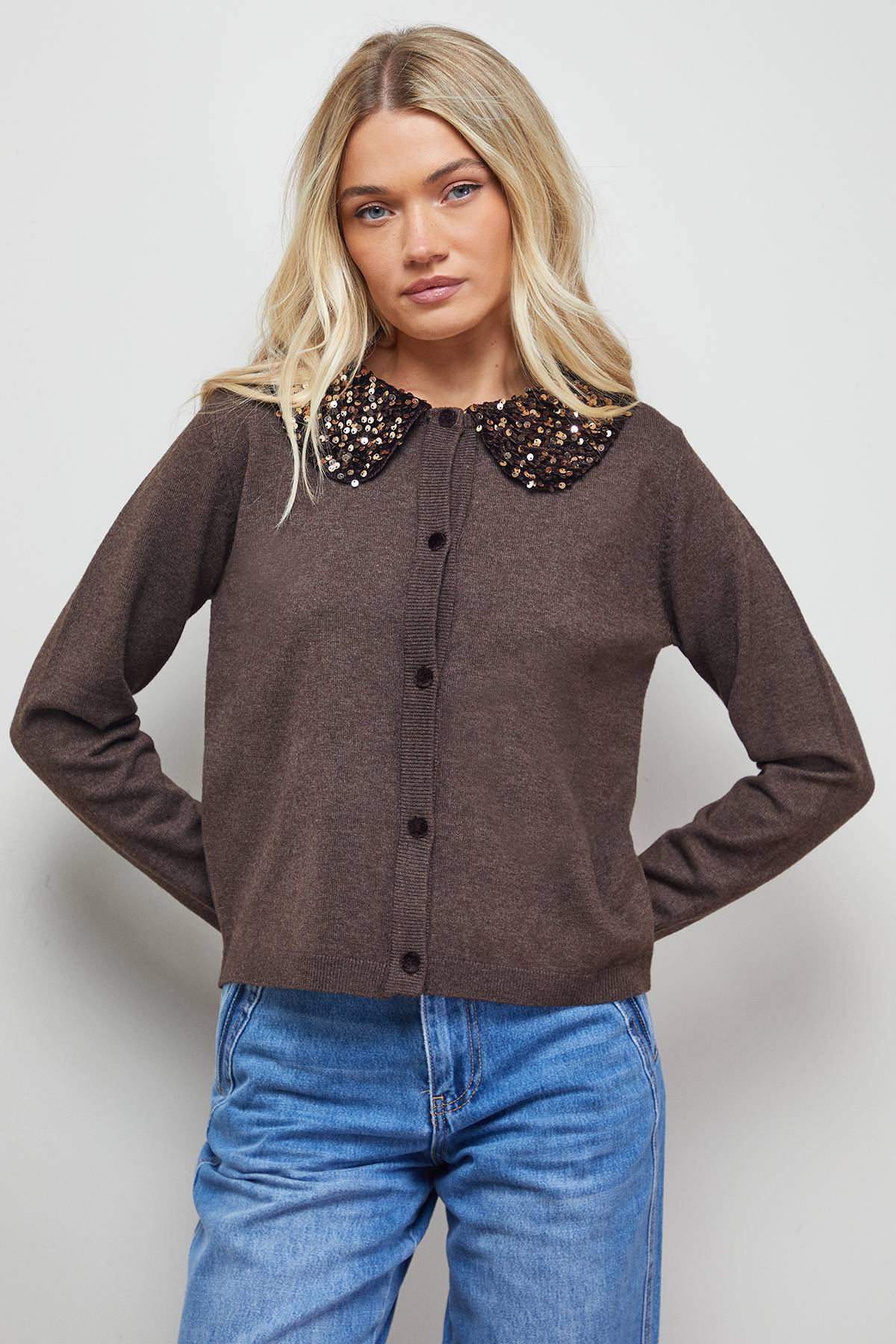 Oasis Cardigan à Col Pailleté