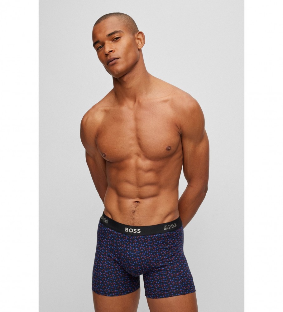 Cuecas Boxer BOSS Pack 2 com Estampa Azul Marinho