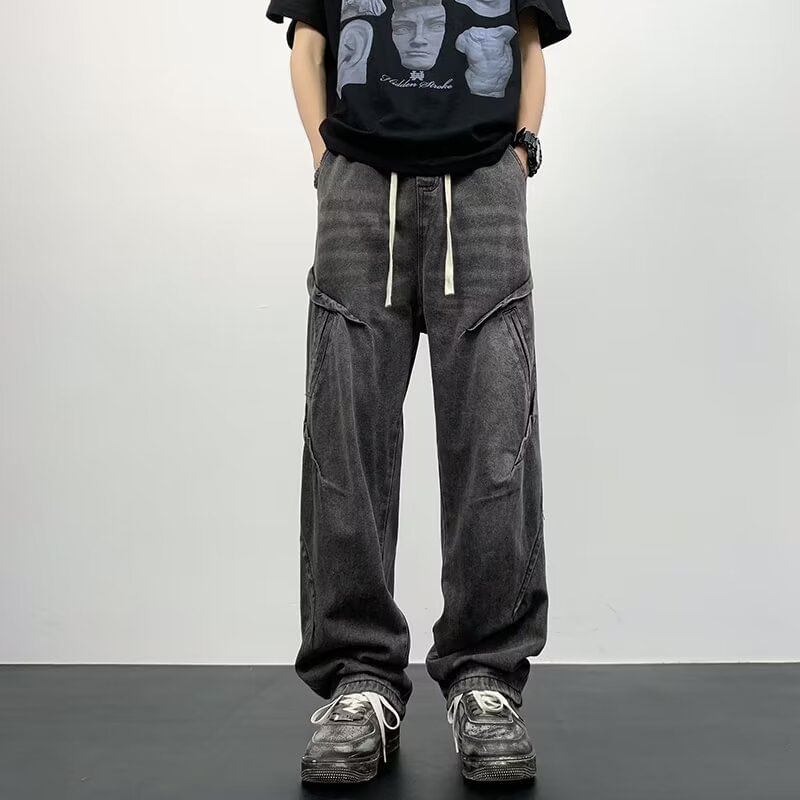 Cowpow - Gewassen losse jeans met trekkoord in de taille