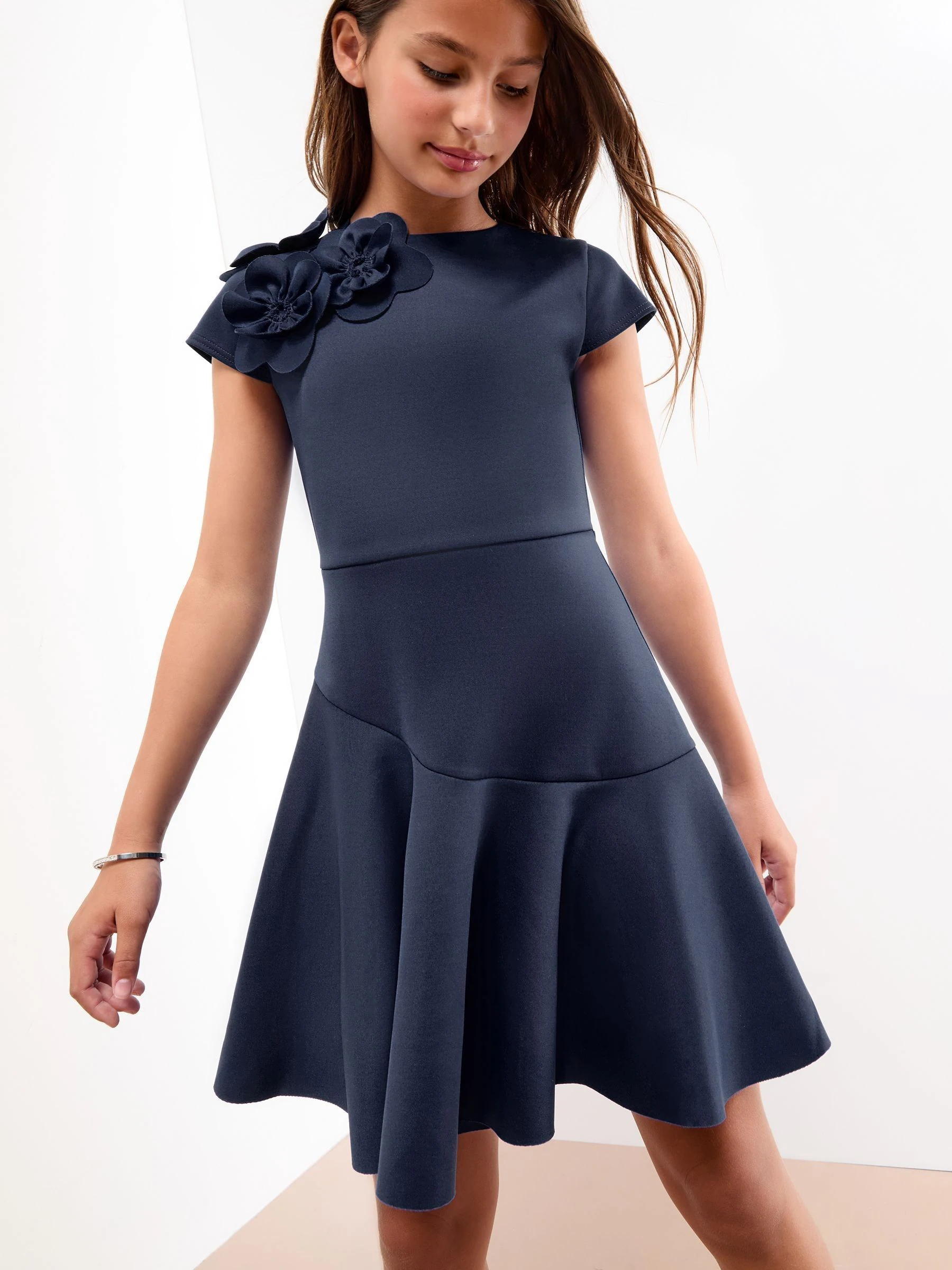 Lipsy Scuba 3D Corsage Cap Sleeeve Dress (5-16yrs)