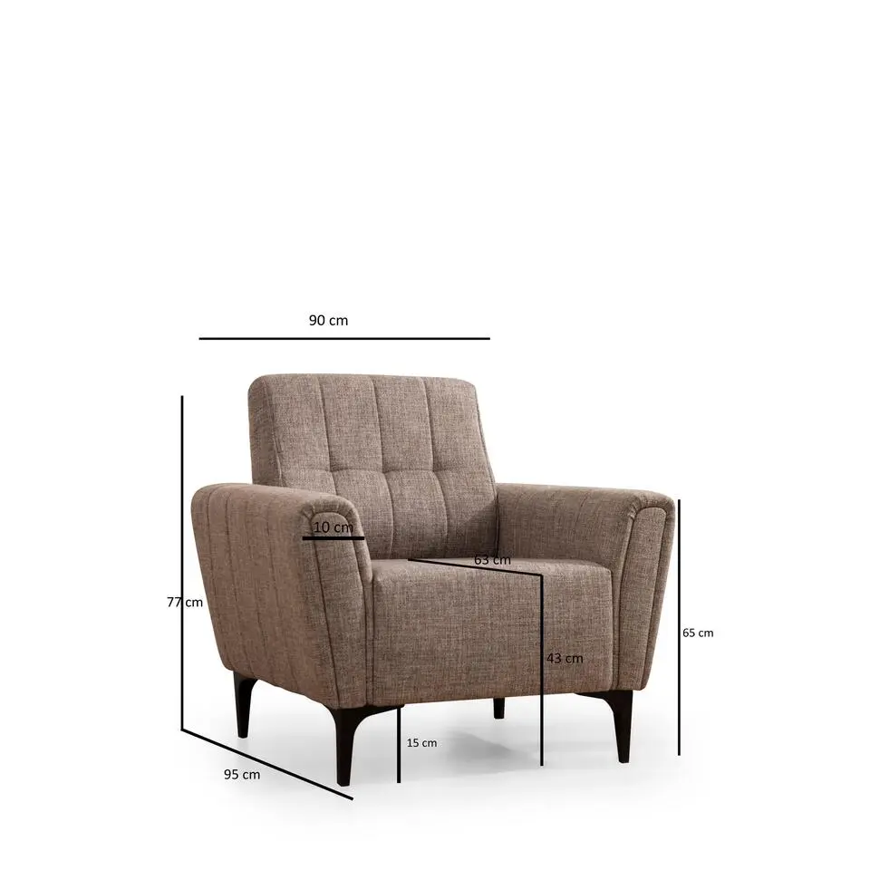 Fauteuil Lichtbruin Stof - Zithoogte 43cm - 90x95x77cm - Hamlet