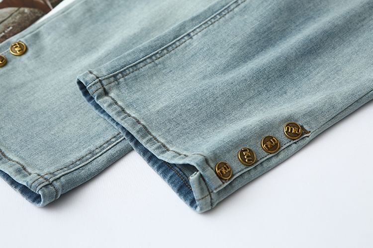 Krezol - Plus Size Hoge Taille Geknoopte Zoom Taps Toelopende Jeans