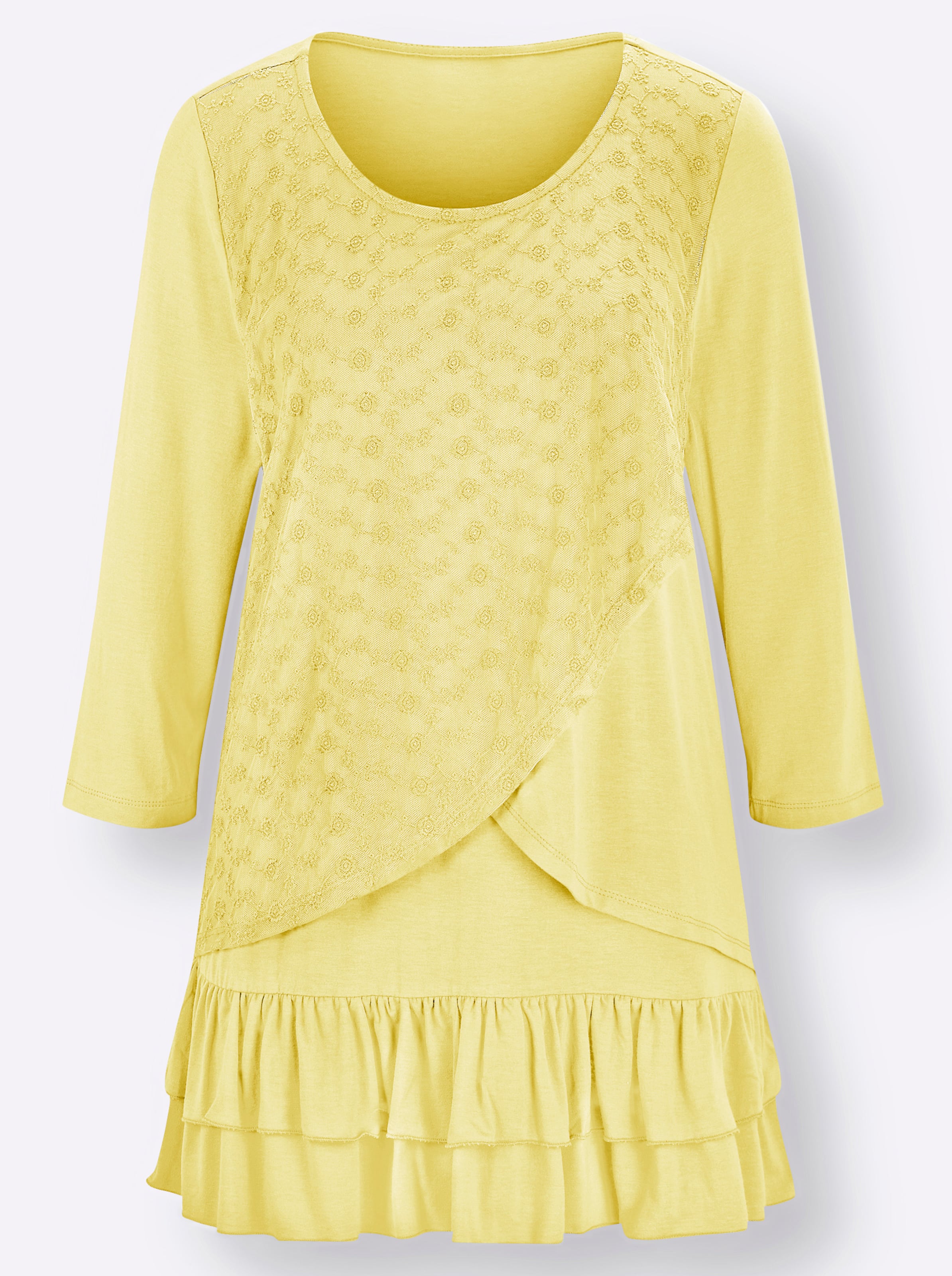 3/4-Arm-Shirt in zitrone