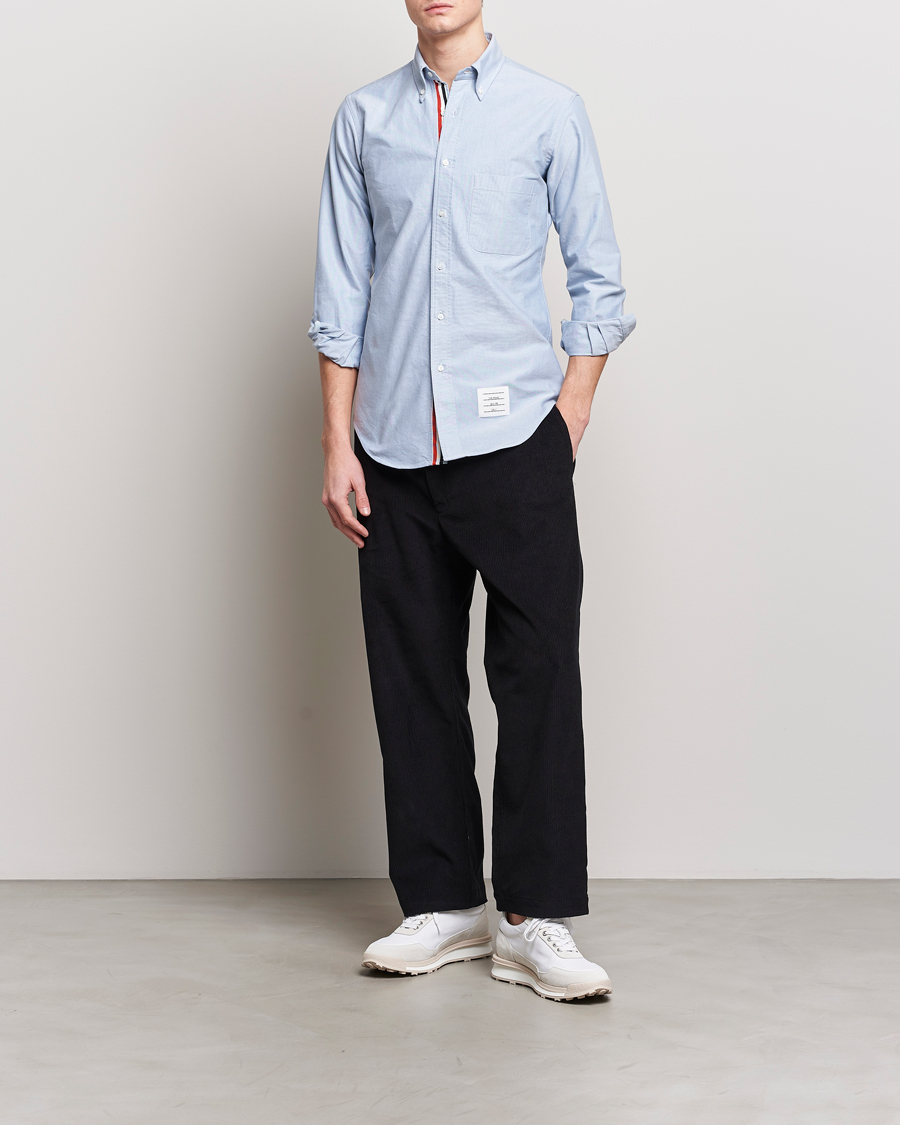 Thom Browne Contrast Placket Oxford Shirt Light Blue