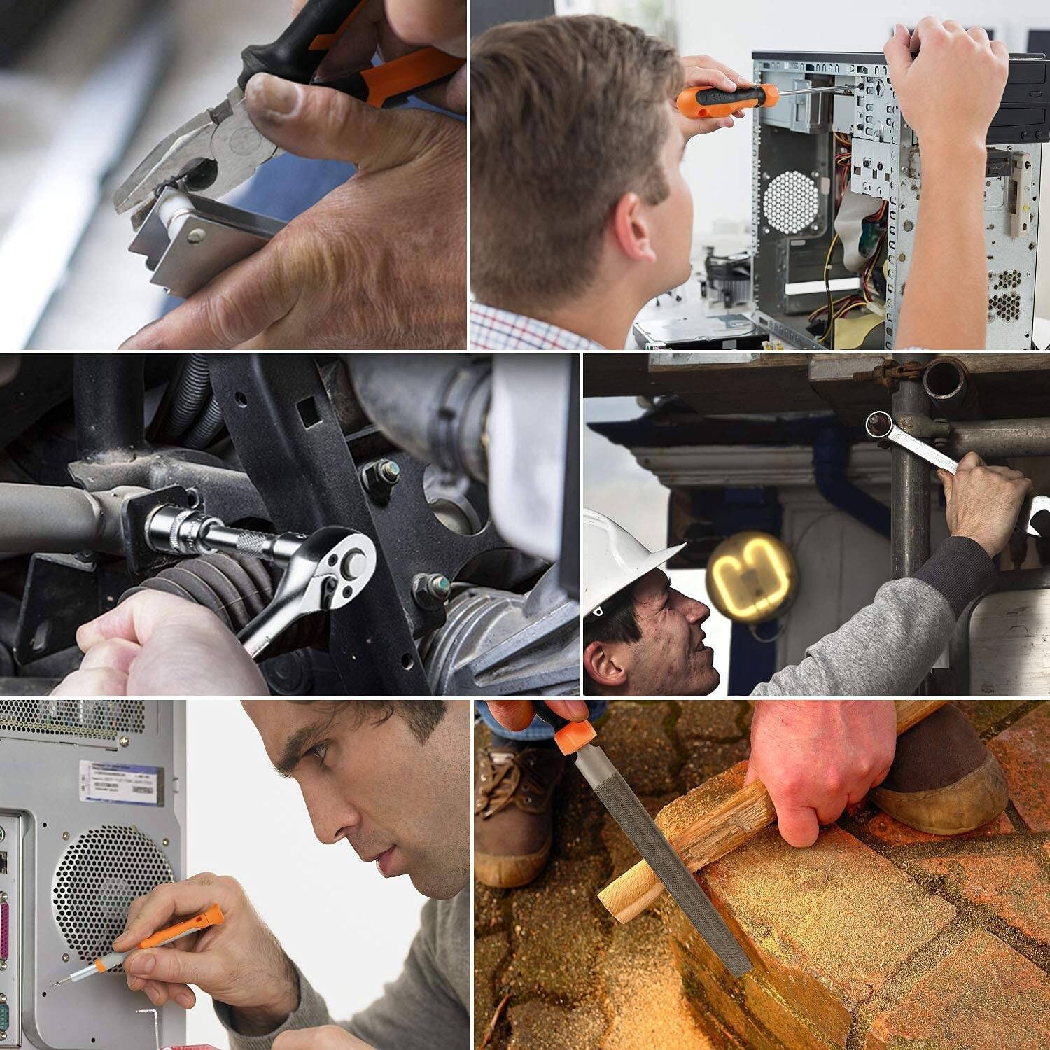TACKLIFE HHK4B, Multifunktionaler 56-teilig Haushalts-Werkzeugkoffer für den Heimgebrauch, perfekt für alle Heimwerkerarbeiten mit Hammer, Messer, Schraubendreher