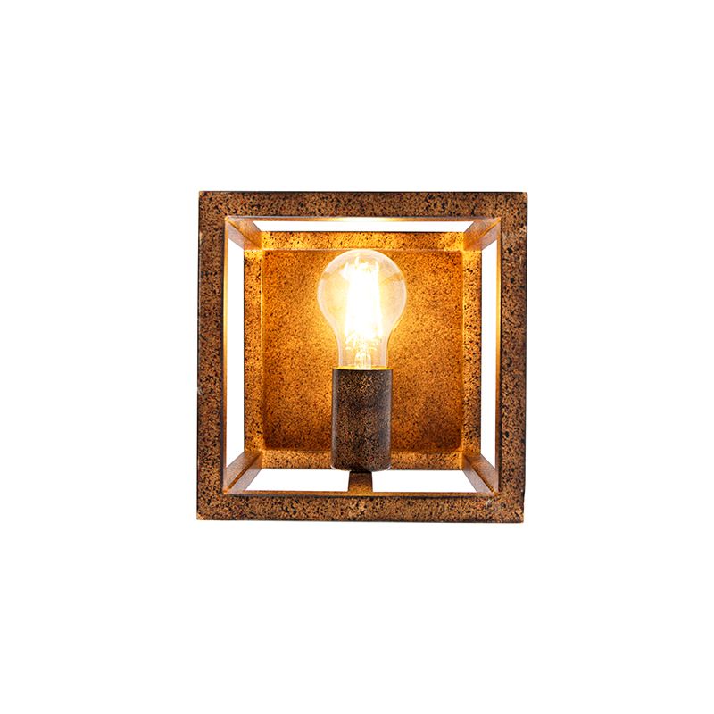 Industriële wandlamp roestbruin - Cage