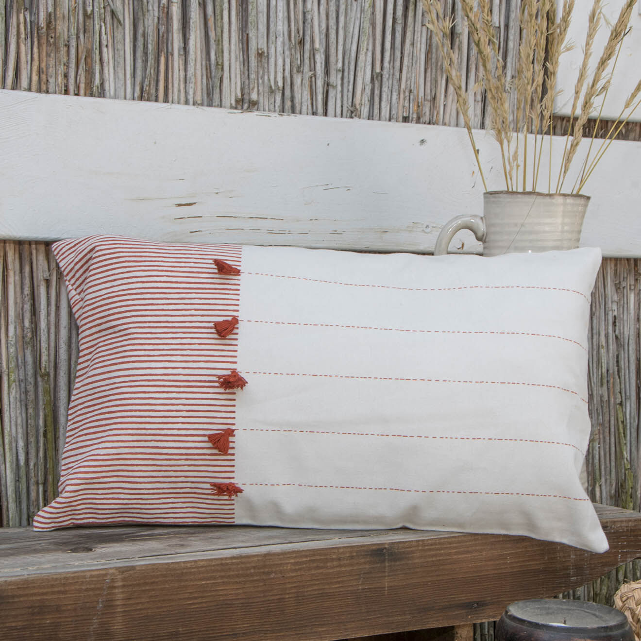 Febronie Housse de coussin Pinstripe terracotta - 50x30 cm