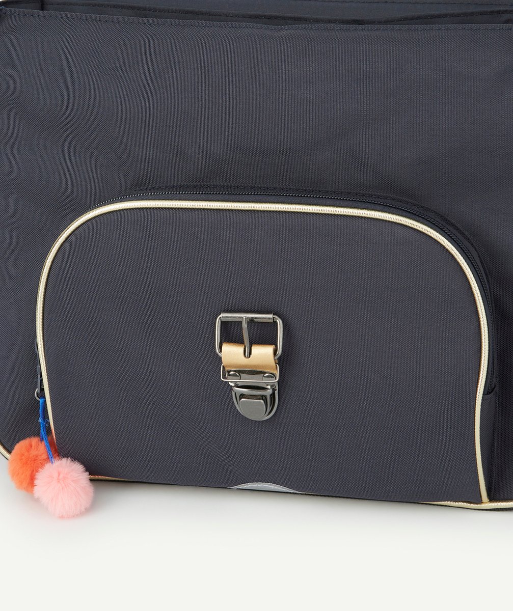 TANN'SLE CARTABLE MARINE IMPRIMÉ FLEURI AVEC POMPONS
