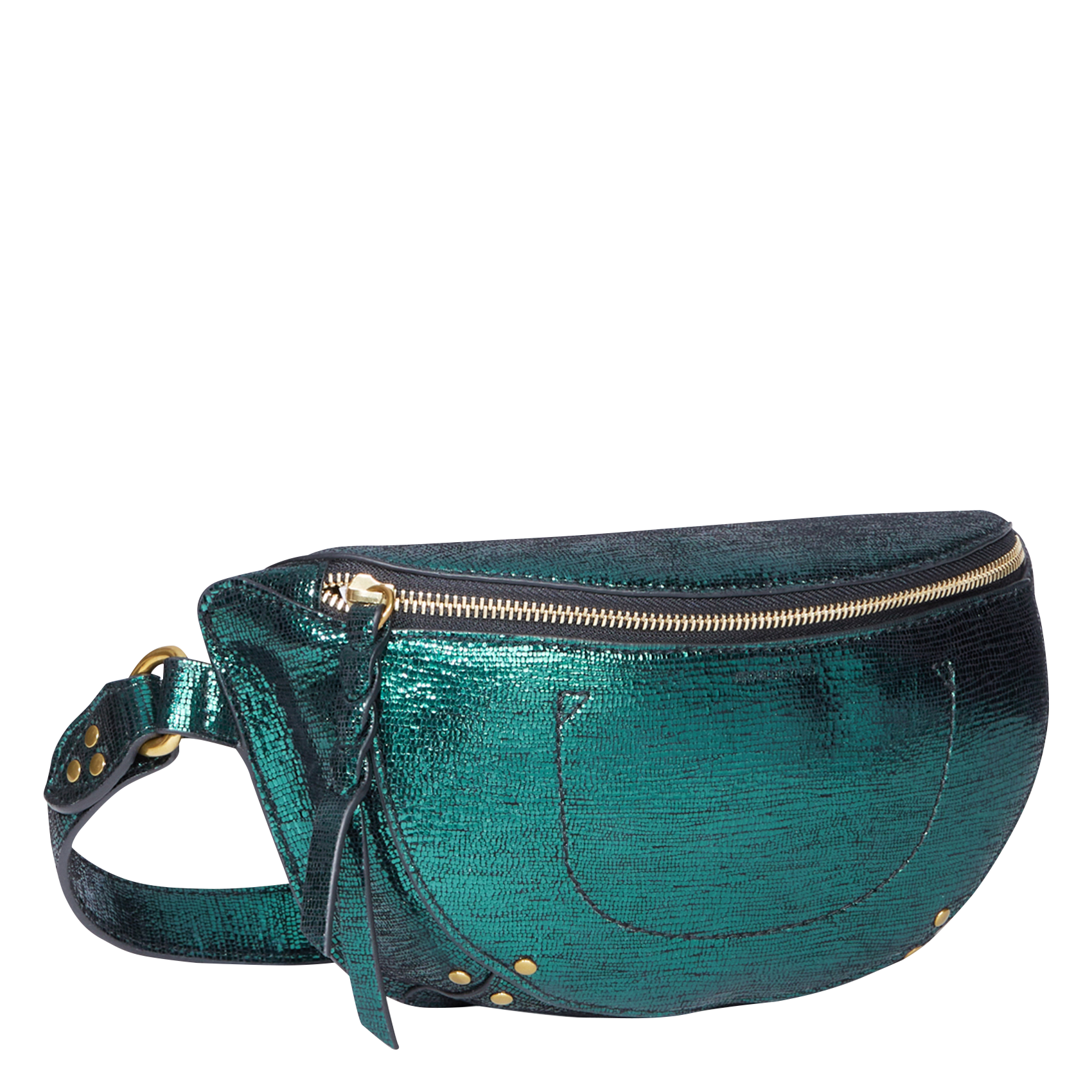 LINO BANANE - Sac banane en cuir métallisé| Vert