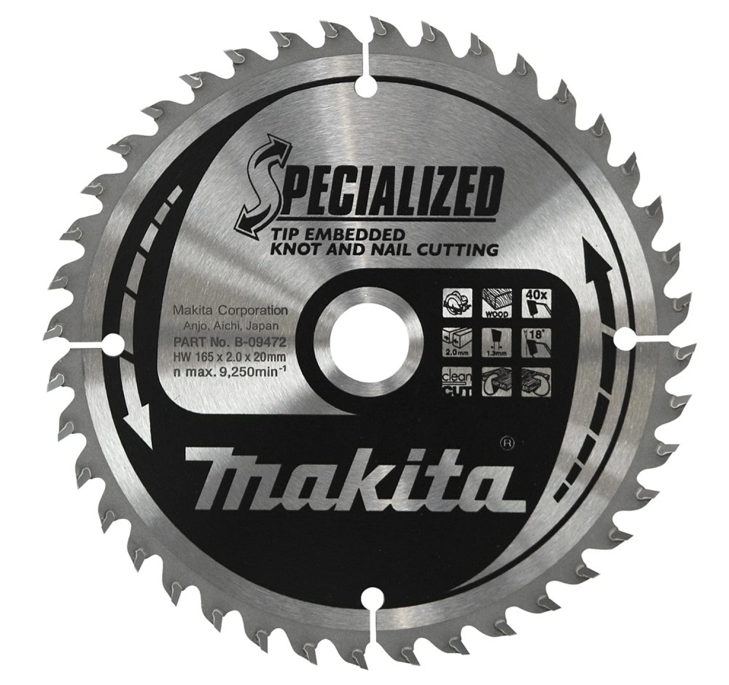 Makita B-40602 Specialized Cirkelzaagblad - 216 x 30 x 24T - Hout / Epoxy / Aluminium / Kunststof