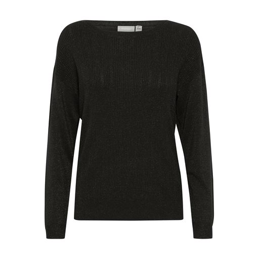Fransa Glimmer Striktrøje, Black Melange, XL