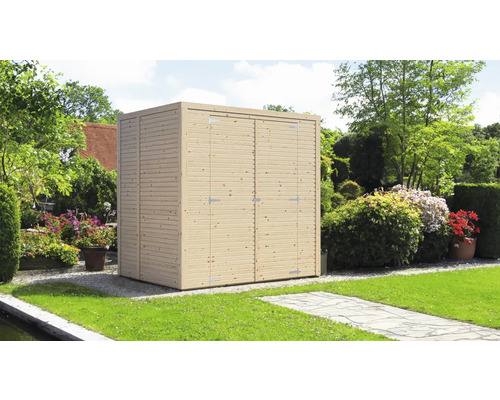 Bertilo Cubico 2 Fineline Rhombus profiel tuinhuis, 207 x 170 cm, naturel